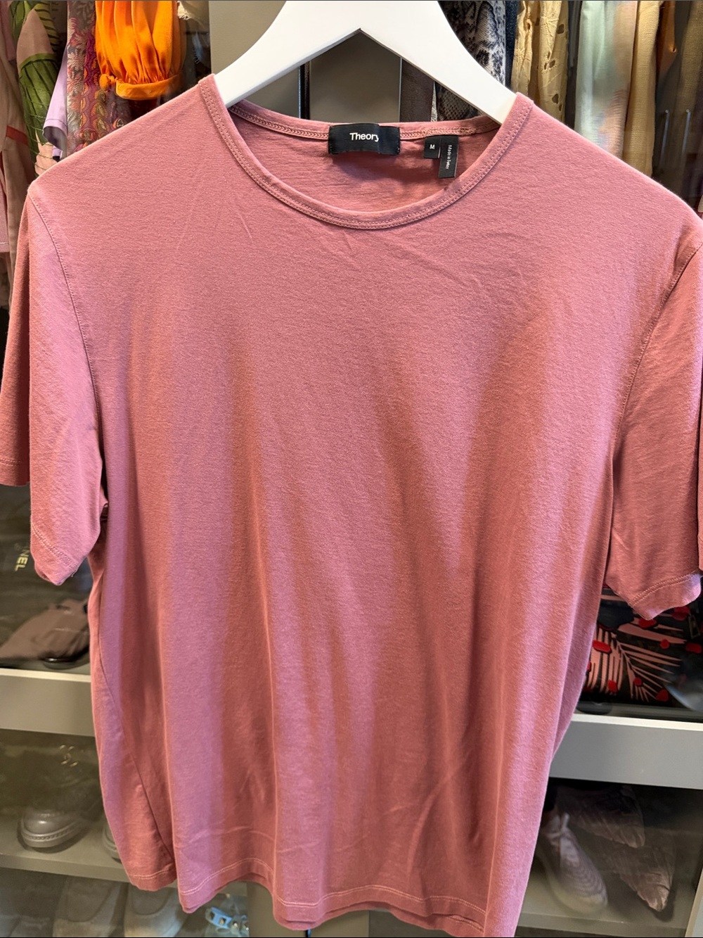 Theory Men’s Rose Pink Crewneck Short Sleeve Tee